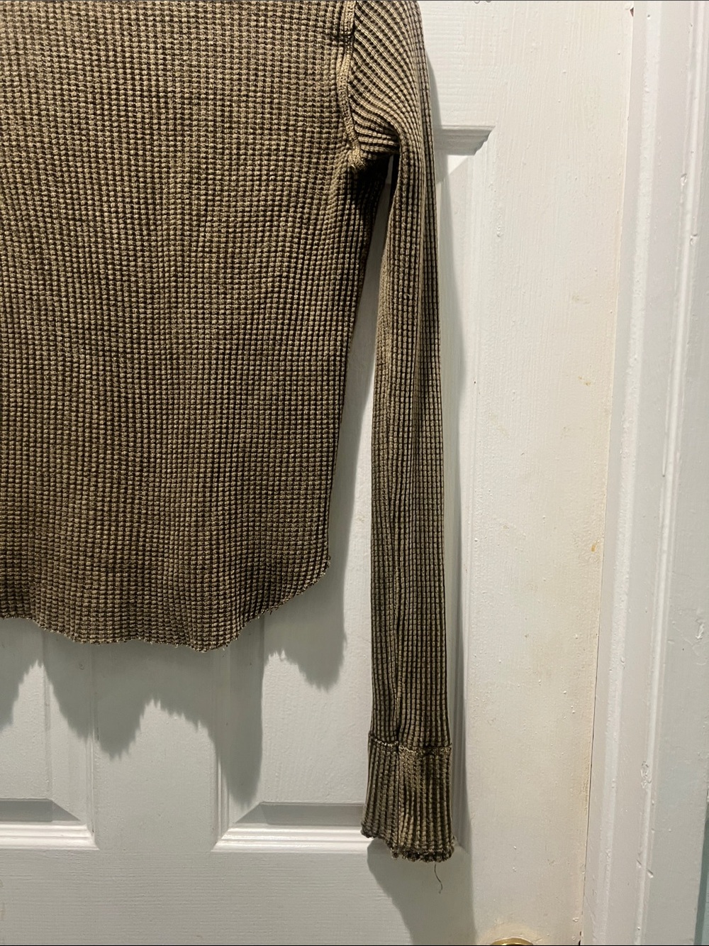 Free People Olive Ribbed Henley Long Sleeve Top - Picture 7 of 9